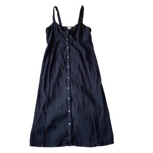 Splendid Linen Blend Button-Front Sleeveless Sundress Sz M Black 283J